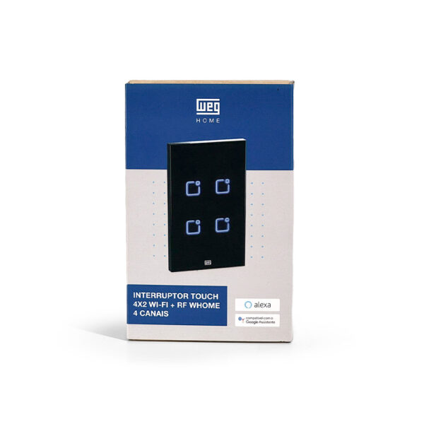 INTERRUPTOR TOUCH 4 BOTÕES PRETO WI-FI 4X2 WEG 16638140 - Image 3