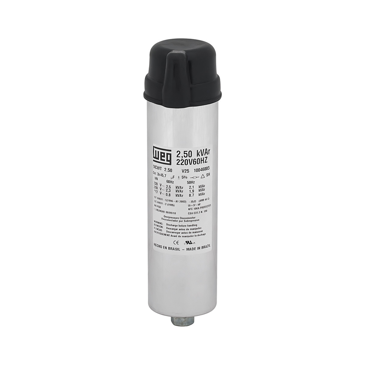 CAPACITOR WEG CFP 2,5KVAR 380V UCW2,5V40 L10 60HZ 10046010