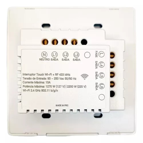 INTERRUPTOR TOUCH 6 BOTÕES BRANCO WI-FI 4X4 WEG 16638090 - Image 2